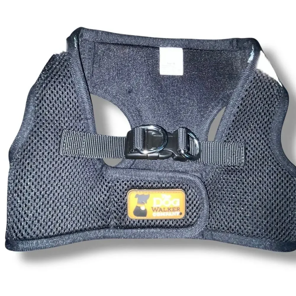 Dog Walker Company Pup Harness Medium Black Mesh No Pull Reflective Breathable